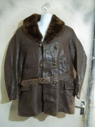 Vintage Ww2 French Barnstormer Horsehide Sheepskin Leather Jacket Size Xl