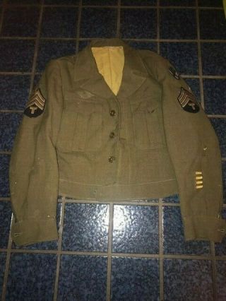 Vintage Ww2 Us Army Ike Wool Uniform With Patches Size 38r