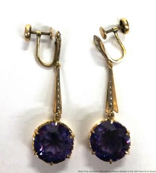 18K Yellow White Gold Syn Color Change Sapphire Cool Vintage 1940s Earrings 4