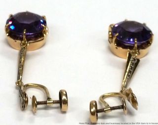 18K Yellow White Gold Syn Color Change Sapphire Cool Vintage 1940s Earrings 6