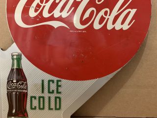 Vintage Coca Cola Flange Sign Ice Cold Drink Bottle Cap Fishtail Button Gas Oil 10