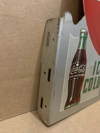 Vintage Coca Cola Flange Sign Ice Cold Drink Bottle Cap Fishtail Button Gas Oil 12