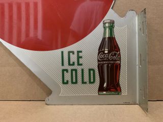 Vintage Coca Cola Flange Sign Ice Cold Drink Bottle Cap Fishtail Button Gas Oil 4