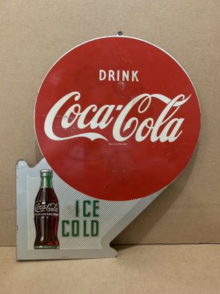 Vintage Coca Cola Flange Sign Ice Cold Drink Bottle Cap Fishtail Button Gas Oil 7