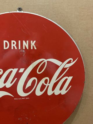 Vintage Coca Cola Flange Sign Ice Cold Drink Bottle Cap Fishtail Button Gas Oil 9