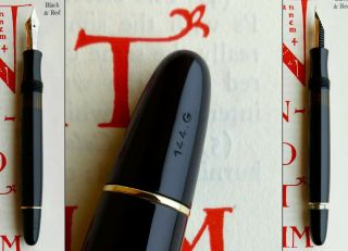 Montblanc 144 G.  Celluloid Fountain Pen 1950s.  14C M Flex Nib.  Serviced.  Rare 6