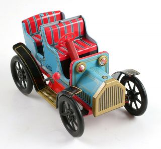 Japan Masudaya Modern Toys Old Fashioned Lever Action Tin Litho Car 7 & Box 2