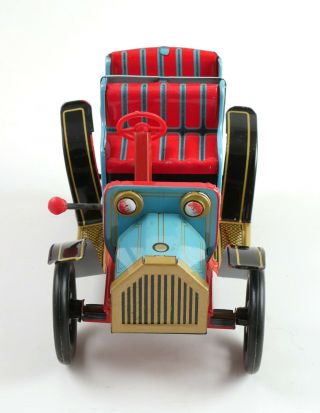 Japan Masudaya Modern Toys Old Fashioned Lever Action Tin Litho Car 7 & Box 3