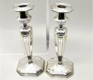 Antique Je Caldwell & Co Sterling Silver Candle Holder Candlestick Pair Ornate