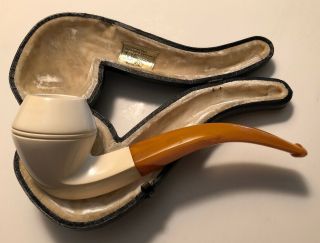 Vintage Meerschaum Pipe By Pioneer With Case Never Smoked