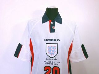 OWEN 20 England Vintage Umbro Home Football Shirt (L) (XL) World Cup 98 1998/00 3
