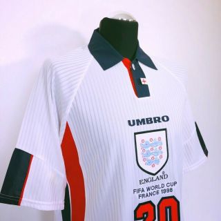 OWEN 20 England Vintage Umbro Home Football Shirt (L) (XL) World Cup 98 1998/00 5