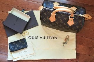 Rare Louis Vuitton Speedy 25 Monogram Handbag & Pouchette Clef Coin/key Mustsee