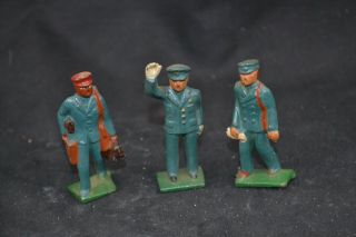Vintage Lead J Hill & Co Lead Traffic Cop Mailman & Porter Set Of 3