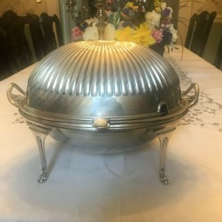 Elkington & Co.  C1917 Roll Top Silver Plated Breakfast Warmer