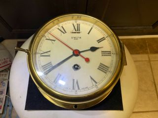 Antique Smith 8 Day Military Marine Ships Porthole Mariner Clock Astral Red Seco