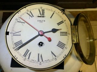 Antique SMITH 8 Day Military Marine Ships Porthole Mariner Clock Astral Red Seco 4