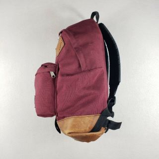 Vintage Eastpak Nylon Canvas Leather Bottom Backpack Bookbag Made In USA Maroon 2