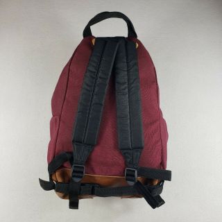 Vintage Eastpak Nylon Canvas Leather Bottom Backpack Bookbag Made In USA Maroon 3
