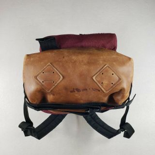 Vintage Eastpak Nylon Canvas Leather Bottom Backpack Bookbag Made In USA Maroon 6