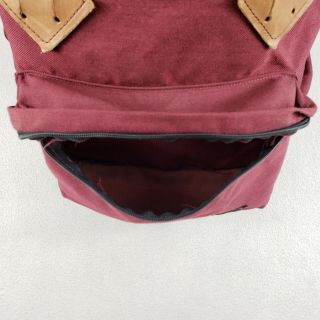 Vintage Eastpak Nylon Canvas Leather Bottom Backpack Bookbag Made In USA Maroon 7