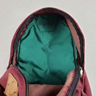Vintage Eastpak Nylon Canvas Leather Bottom Backpack Bookbag Made In USA Maroon 8