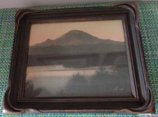 Antique Framed Asahel Curtis Hand Colored Tinted Photo Mt Rainier Seattle Wa