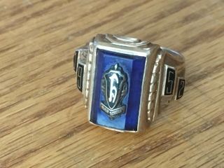 10k Yellow Gold Vintage Class Ring Size 9 1952 Blue Stone 11.  50 G