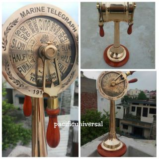 Vintage Nautical Ships Brass Engine Telegraph Sounding Bells Brass 14 ".