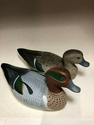Vintage Signed Art Boxleitner Upper Chesapeake Bay Teal Duck Decoys Full Size