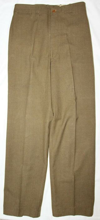 Early Wwii G.  I.  Mustard Color Wool Combat Field Trousers,  1942 Dated