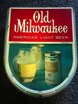 1966 Rare Vintage Old Milwaukee Beer Light Wall Bar Sign Great 2