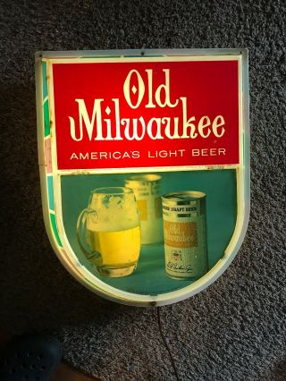 1966 Rare Vintage Old Milwaukee Beer Light Wall Bar Sign Great 4