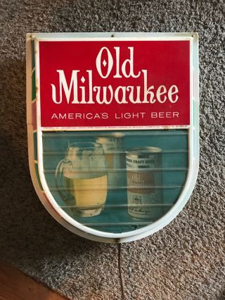 1966 Rare Vintage Old Milwaukee Beer Light Wall Bar Sign Great 5