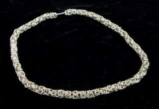 Vintage Hand Made Sterling Silver Braided Rope Necklace Thick Chain Over 65 Gram