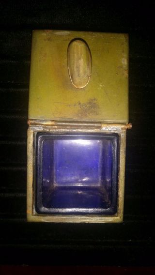 Antique/vintage Cobalt Blue And Metal Box Ashtray Very Rare
