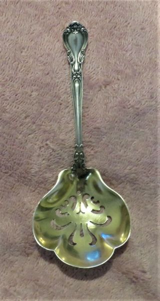 Rare Gorham Sterling Chantilly Pattern Small Ice Serving Spoon Gold Wash Bowl