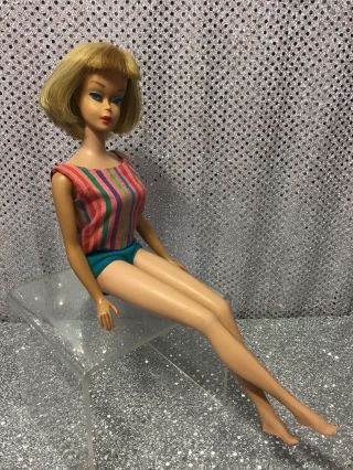 Stunning Vintage 1966 American Girl Long Hair Blonde Bend Leg Barbie Doll 1070