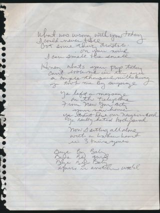 Alice Cooper 1983 Vintage Set Of Hand Written Lyrics For 