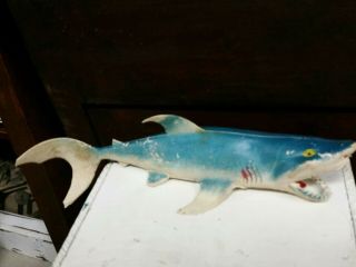 Great White Shark Vintage Rubber Toy Made In Hong Kong 13 " Long