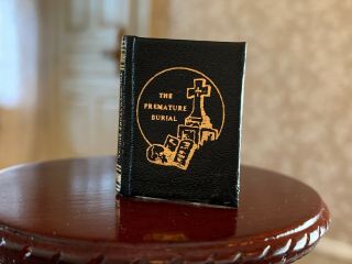 Rare Miniature Dollhouse Barbara J.  Raheb Leather Book The Premature Burial Poe
