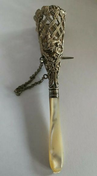 Antique Victorian Silver And Mother Of Pearl Tussie Mussie
