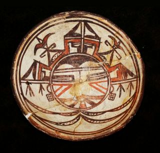 Rare & Outstanding 19th Century Hopi Polacca Polychrome Kachina Bowl 5 5/8 " D