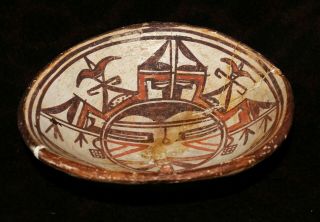 Rare & Outstanding 19th century Hopi Polacca Polychrome Kachina Bowl 5 5/8 