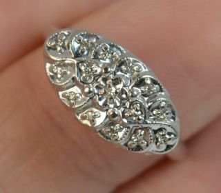 Stylish 14ct White Gold And Diamond Cluster Stack Ring F0390
