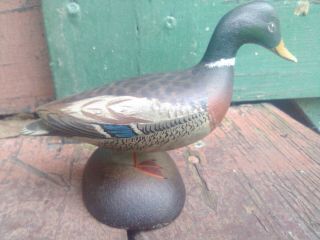 Ae Crowell Maker Miniature Mallard Duck Vintage Carving East Harwich Massachuset