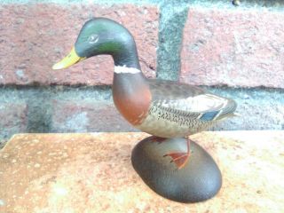 AE Crowell Maker Miniature Mallard Duck Vintage Carving East Harwich Massachuset 7