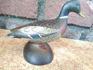 AE Crowell Maker Miniature Mallard Duck Vintage Carving East Harwich Massachuset 9