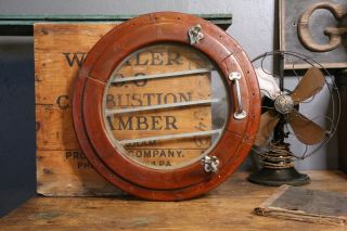 Vintage Wooden Porthole Window 20 " Boat Maritime Industrial Nautical Ship Wood