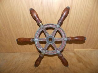 Antique Orig.  Nautical Metal & Wood Ship/boat Steering Wheel 6 Spoke Approx 13 "